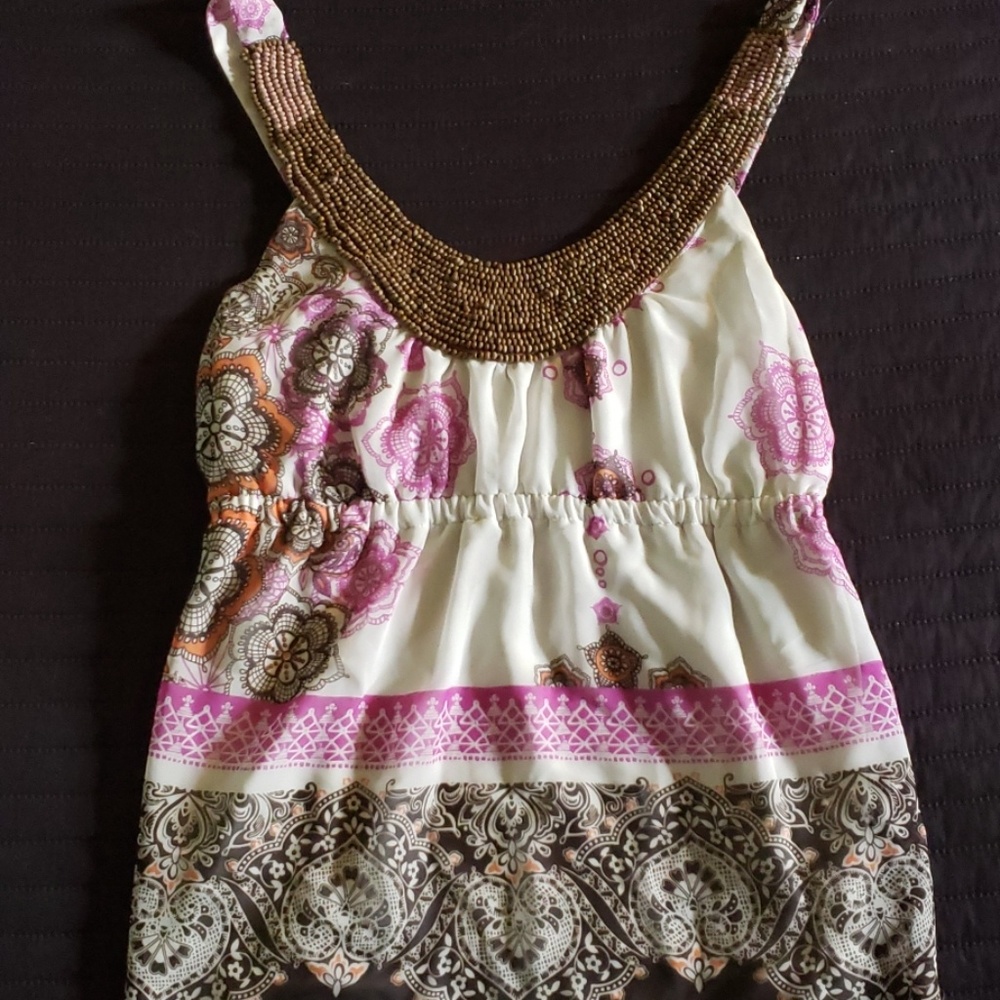Maurices boho beaded paisley tank top